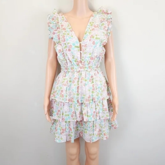 Love The Label Floral Cotton Layered Mini Dress - Picture 2 of 12